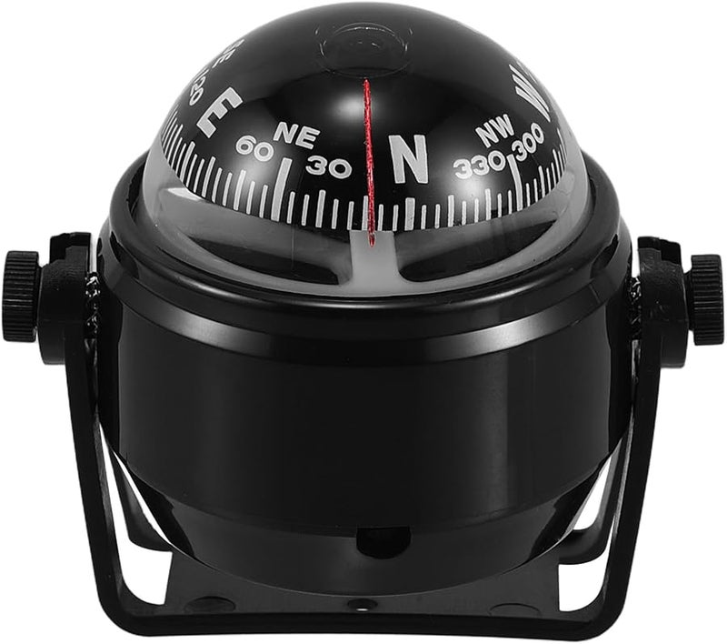 Black Magnetic Car Compass with Declination Correction for Automotive Marine Navigation - Image 1